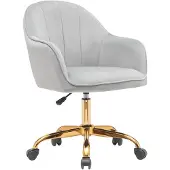 Dripio Samt-Bürostuhl mit goldenem Fuß, ergonomisch, höhenverstellbar, grau