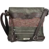 Rieker Umhängetasche , Damen, Gr. B/H/T: 26cm x 28cm x 6cm, braun (khaki multi), Lederimitat, Taschen Umhängetasche, Schultertasche, Damen-Tasche mit praktischem Reißverschluss-Rückfach