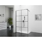 Marwell Walk-in-Dusche "BLACK WINDOW", weiß, neutral, B:100cm H:195cm T:120cm, Duschwände, Walk-in-Dusche, beidseitig montierbar, mit Stabilisationsbügel