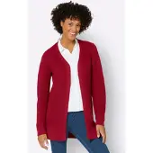 Witt Strickjacke "Strickjacke Longstrickjacke in passformgerechter Verarbeitung", Damen, Gr. 52, rot, Sportlich, V-Ausschnitt, Strickjacken Strickjacke