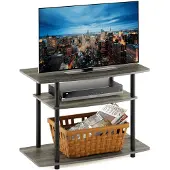 Dripio 3-stufiger TV-Ständer, Frans Eiche/Schwarz, 80x59,2x40,1 cm