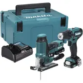 Makita Akku-Kombo-Kit 12V max. / 2,0 Ah, DF333DZ + JV10DZ, 2 Akkus + Ladegerät im MAKPAC
