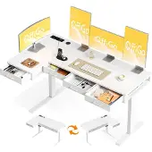 Dripio Eck-Schreibtisch höhenverstellbar, 160x80 cm, Weiß, 4 Schubladen