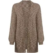 HEINE Strickjacke "Strickjacke Strickjacke aus Bouclé-Garn", Damen, Gr. 38, braun (taupe, papaya, meliert), Bouclé, , Modisch, V-Ausschnitt, Strickjacken Strickjacke