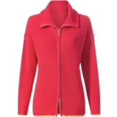 HEINE Strickjacke "Strickjacke Cardigan mit 2-Wege-Zipper", Damen, Gr. 44, pink, Sportlich, Strickjacken Strickjacke