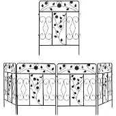 Dripio 5er-Set Gartenzaun Metall, schwarz, 60x80 cm, Steckzaun
