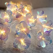 SURIGHT Lichterkette mit Blumen – 1,5 Meter, 10 LED-Blumen, Glasfaser