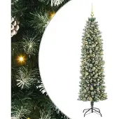 vidaXL Künstlicher schlanker Weihnachtsbaum Grün und Weiß 180 cm