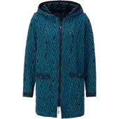 Création L Shirtjacke "Wende-Shirtjacke Shirtjacke mit Wendefunktion", Damen, Gr. 36, blau (topas, graphit, gemustert), Modisch, Shirts Shirtjacke