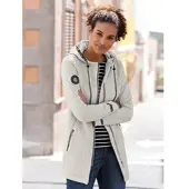 Witt Shirtjacke "Jersey-Jacke Shirtjacke in strukturierter Qualität, kontrastfarbene Details", Damen, Gr. 38, weiß (hellgrau), Sportlich, Rundhals, Shirts Shirtjacke