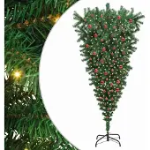 vidaXL Umgedrehter Kunst Weihnachtsbaum mit Kugelset Grün 210 cm PVC