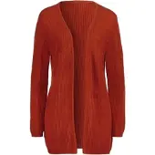 Sieh an! Strickjacke SIEH AN "Long-Strickjacke Strickjacke mit gerippten Abschlüssen", Damen, Gr. 52, orange (rostrot), Modisch, V-Ausschnitt, Strickjacken Strickjacke