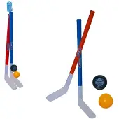 Teddies Hockeyschläger mit Puck und Ball