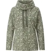 Sieh an! Trainingsshirt SIEH AN "Freizeit-Sweatshirt Sweatshirt", Damen, Gr. 42, grün (khaki, champagner, bedruckt), Basic, Shirts Trainingsshirt