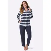 Witt Hausanzug "Hausanzug Hausanzug", Damen, Gr. 24/25, marine, ecru, bedruckt, Sportlich, Homewear-Sets Hausanzug