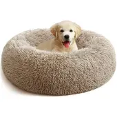 Merkloos Beruhigendes Donut Hundebett - Flauschiges Anti-Angst Welpenbett