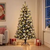 Syfax Künstlicher klappbarer Weihnachtsbaum 180 cm 300 LEDs