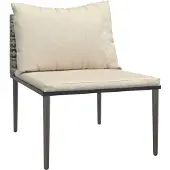 vidaXL Garten-Mittelsofa mit Kissen Grau Poly Rattan