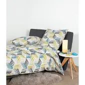 OEM Seersucker Bettwäsche Tango 155x220 cm + 80x80 cm, gelb-blau-sand