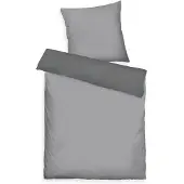 OEM Bettwäsche-Set 2-tlg. 80x80 + 155x220 cm, Baumwollsatin, Grau