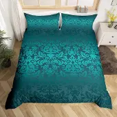 OEM Bettwäsche-Set Super King, Teal Ombre Damast, 3-teilig