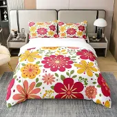 OEM Baumwoll-Bettwäsche-Set mit Blumenmuster, 135x200 cm, 1 Kissenbezug