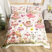 OEM 3-teiliges Bettwäsche-Set, Kingsize, rosa Fee, Blumenmotiv