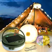 Dripio Camping-Lichterkette 10 m, 100 LEDs, Solar+USB, RGB, wasserdicht