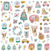 OEM Chipboard-Sticker Weihnachten, 80 Stück, Scrapbooking