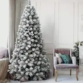 OEM Weihnachtsbaum 210 cm, Tannenzweige mit Schnee, klappbar