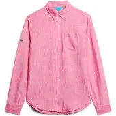 Superdry für Herren. M4010696A Studios Leinen & Bio-Baumwolle Button-Down-Kragenhemd rosa (M), Lässig, Langarm