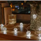 Dripio LED-Lichterkette 10 Kugeln silber, 0,9 m, batteriebetrieben, Timer