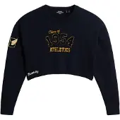 Superdry für Damen. W6110537A Varsity marineblau Rundhalsausschnitt kurzer Pullover (M), Lässig, Langarm, Bio-Baumwolle, Nachhaltig