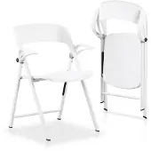 OEM 2er-Set Klappstühle mit Armlehnen, Kunststoff, Weiß, bis 181,4 kg