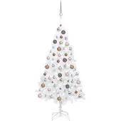 Syfax Künstlicher Weihnachtsbaum mit Beleuchtung & Kugeln Weiß 180 cm