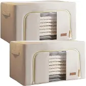 OEM 2er-Set Aufbewahrungsboxen, 200 l, faltbar, Stoff, Beige