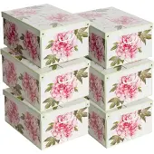 OEM 6 Aufbewahrungsboxen mit Deckel, Karton, 39x50x24 cm, Punkte-Design