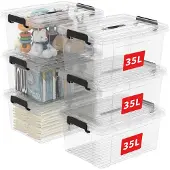 OEM Aufbewahrungsbox mit Deckel, 6 Stück, transparent, stapelbar