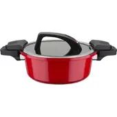 GSW Dampfgartopf "Gourmet", rot, H:10cm Ø:24cm, Töpfe, Dampfgartopf, Dampfkochtopf mit Ventil zum Druckausgleich kein Überdruck, Induktion