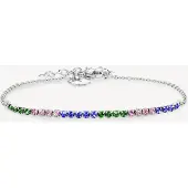 Tamaris Armband "The Rainbow Sparkling Beads, Regenbogen-Optik", bunt (edelstahlfarben, grün, rosa, blau, grün, rosa, blau), Armbänder, Damen, 21cm, Edelstahl, Armband, mit Glasstein