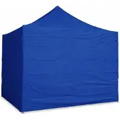 Ambitent Faltpavillon 3x3 m ALU Standard – Sechskantprofil 40 mm, Plane 450 g/m², 4 geschlossene Seitenwände, Rolltasche - Blau