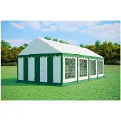 Ambitent Partyzelt 4x8 m STANDARD – PVC-Plane 500 g/m², flammhemmend, verzinkte Stahlrohre Ø38 mm, verschraubt, 115 kg - Grün-Weiß
