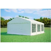 Ambitent Partyzelt 5x6 m STANDARD – PVC-Plane 500 g/m², flammhemmend, verzinkte Stahlrohre Ø38 mm, bis 60 Personen - Weiß