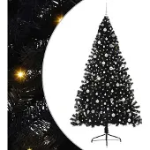 vidaXL Künstlicher vorbeleuchteter Weihnachtsbaum Schwarz 240 cm PVC