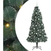 vidaXL Künstlicher vorbeleuchteter Weihnachtsbaum mit Kugelset Grün