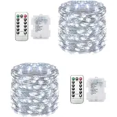Dripio LED-Lichterkette 2er-Pack, 65,6 Fuß, 200 LED, kaltweiß, mit Fernbedienung