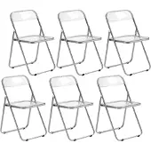 OEM 6 transparente Klappstühle, Metallrahmen, 120-150 kg, für Garten & Wohnzimmer