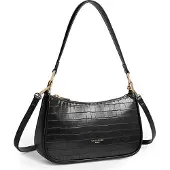 David jones - Damen Krokodil Umhängetasche, Crossbody Bag Hobo, Schwarz