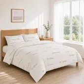 Merkloos Bettwäsche-Set Bianco Marrone, 160x200 cm, mit 2 Kopfkissenbezügen