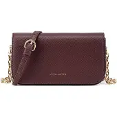 David jones - Damen Kleine Umhängetasche, Kette Klappe Tasche Leder Weinrot